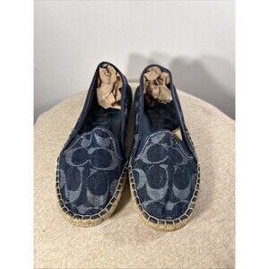 Women’s Coach Codi Canvas Espadrille Shoes In Signature Design Sz 6